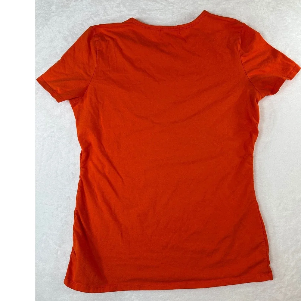 Michael Kors Orange Shoulder Zip Ruched Side T-Shirt XL